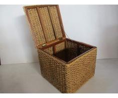 fantasie d oriente TAVOLINO in BANANO Rattan E Legno CASSAPANCA Anche Sgabello PORTANTE Porta Biancheria Vimini Treccia di BANANO CM 50X50X48 H Porta Biancheria Vimini