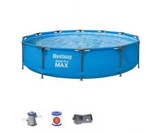 Bestway 56416 | Steel Pro MAX - Piscina Fuori Terra Rotonda, 366X76 cm, Pompa di Filtraggio Inclusa