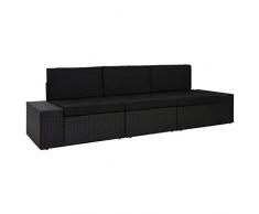 Goliraya Divano Modulare a 2 Posti/ 3 Posti da Giardino in Polyrattan con Cuscini Arredi da Esterno Divano Divano da Esterno Nero