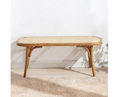 Wahson Panca da Pranzo Rattan Moderno Panca da Cucina Gambe in Legno Stile Ottomana Panchina Ingresso per Sala da Pranzo/Ingresso, Legno Naturale