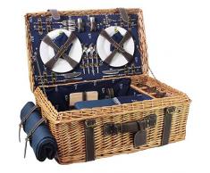 Les Jardins de la Comtesse Vimini da PIC-nic in Pelle e Tronco – Champs-elysées Blu – Completamente Attrezzato Cestino – 4 Persone