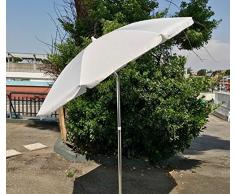 EUROLANDIA 89503BIA - Ombrellone Parasole da Spiaggia in Alluminio da 220 cm con Snodo per la Reclinazione Colore Bianco, per Spiaggia, Giardino e Balcone