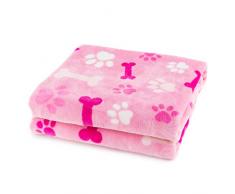 ALLISANDRO Coperta per Cane/Gatto Lavabile Soffice Durevole, Morbida e Calda Flanella Rosa Gatti Cuccioli, per Piccoli Medi Grandi Animali Domestici 100x80cm