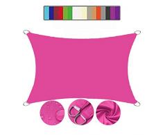 GEBIN 18 Taglie Rettangolari/Triangolare Vela Parasole, Impermeabile, Blocco Raggi UV, per Patio Esterno Cortile Cortile. Tende da Veranda da Giardino. (4 * 5m,Rosa Rossa)