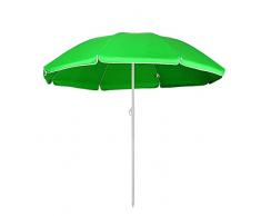 Mediawave Store - Ombrellone da Spiaggia Rotondo da Mare Tinta Unita TNT per Esterno Balcone con Custodia, Ombrellone Tondo Parasole, Protezione Solare 180 Cm 253001 (Verde)