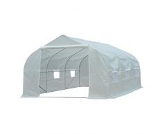 Outsunny Serra da Giardino a Tunnel in PE con Tubi in Ferro, 450 x 300 x 200cm, Bianco