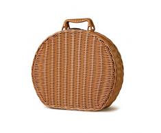 MSUIINT Cesto in vimini intrecciato a mano con manici, valigia in vimini retrò, valigia in vimini artificiale, cestino da viaggio per picnic allaperto