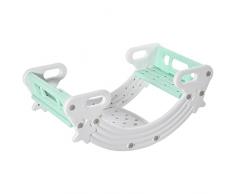 HOMCOM Set 2 in 1 Altalena per Bambini e Tavolo e Sedie per Bambini 18-48 Mesi con 2 Seggiolini e Piano dAppoggio, in HDPE, 100x54x42 cm, Grigio e Verde