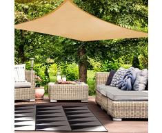 HAIKUS Tenda a Vela Impermeabile Rettangolare 2x3 m, Protezione Raggi UV 98%, Vela Ombreggiante Quadrata 3x2 m, Telo Tenda da Sole per Esterno, Giardino Terrazzo, Color sabbia