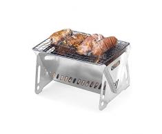MiranaTech Mini grill pieghevole e portatile, superficie di griglia di circa 16 cm x 21 cm, portatile da viaggio, barbecue a carbonella, per 1 ~ 2 persone (piegato circa 33 cm x 21 cm)