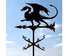 KTZAJO Segnavento con palo da Giardino, Forma di Gallo Cavallo Cane Drago Metallo Ferro Arte segnavento, picchetto da Giardino Strumenti di misurazione della direzione del Vento Rotante per Il tett