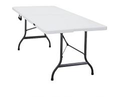 CASARIA Tavolo da Giardino 220x70 cm Pieghevole Resistente Maniglia per Trasporto in Plastica da Balcone Terrazza Campeggio