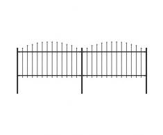 vidaXL Recinzione da Giardino con Punta a Lancia Decorativa Robusta Pannelli e Pali Recinto Esterni in Acciaio Verniciato (1,25-1,5) x3,4m Nero