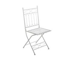 CLP Sedia Giardino Asina in Ferro - Sedia Pieghevole Balcone Stile Rustico Nostalgico - Sedia Bistrot in Ferro Richiudibile - Sedia Esterno Shabby Chic - Sedia Bar o Gelateria Bianco