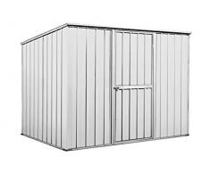 Box in Acciaio Zincato Casetta da Giardino in Lamiera 2.60 x 1.85 m x h1.92 m - 85 KG – 4,8 metri quadri (BIANCO)