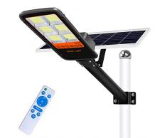 Kingwen Lampione Solare con pannello fotovoltaico, Fari Led da Esterno Solari con telecomando, 6500K 432LEDS bianco freddo Lampione Stradale Solare IP65 Impermeabile