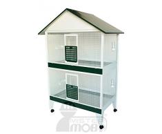 Ropet Voliera Uccelli Professionale Top 2 Piani Gabbia Allevamento 106X66X176 Italiana
