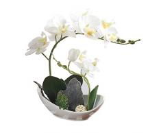 Orchidea Phalaenopsis bonsai artificiale, con vaso, ornamento per la decorazione domestica White