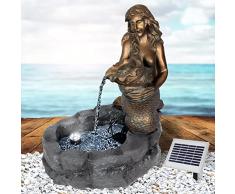 Fontana solare da giardino, fontana da giardino, fontana solare con motivo marino sul laghetto, fontana decorativa a cascata