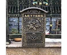 LBSI Cassetta Postale da Esterno Americana con Disegni, Cassetta della Posta da Parete, Chiudibile a Chiave Acciaio Inox Materiale, Facile da Montare