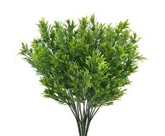 NAHUAA 4 Pezzi Piante Artificiali da Esterno Interno Verde Foglia di Crisantemo Arbusti Bouquet Finte Piante di Plastica Primavera Estate Decorazioni per Cimitero Balconi Finestra Fioriera Vaso