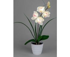 Moderno Fiore artificiale orchidea in vaso con 4 luci LED in bianco Altezza 56 cm