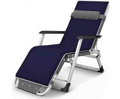 Sdraio da giardino pieghevole per giardino, spiaggia, campeggio, pesca, sedia reclinabile regolabile, poggiatesta staccabile, per piscina/esterni, supporto 400 kg (blu)