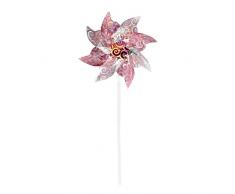 PHILSP Mulino a Vento Girandola Paillettes Girandole Girandole Colorate, Girandole da Giardino Girandole Giocattoli Rosa + Argento