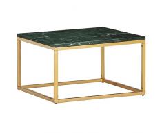 Homgoday Tavolino da Caffè Verde 60x60x35 cm Pietra Vera Testura Marmo, Tavolino da Salotto, Tavolinetto da Soggiorno, Tavolo per Ufficio Camera da Letto Giardino