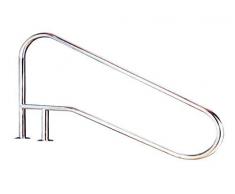 Corrimano rampa di discesa piscina FX L.1362 mm, in acciaio inox AISI 316. due punti di fissaggio con rinforzo interno inclinato un gradino pletinas viti Tassello copriruota.