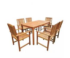 Festnight Set 1 Tavolo Rettangoalre e 4/6/8 Sedie Poltrone da Giardino Esterno in Legno Massello Acacia,Set Tavolo e Sedie da Prazno da Giardino Esterno in Legno,Set da Giardino Tavolo e Sedie Legno