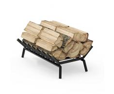 UNHO Braciere Camino Brucialegna Legna: Griglia per Camino a Legna Culle Portalegna in Ghisa Porta Legna accessori Attrezzi Caminetto in Ferro, Robusto, interno, esterno 67x35cm, Portata 30kg