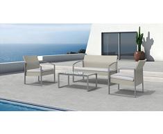 Salotto alicante Colore bianco 2 poltrone, 1 divano, 1 tavolo.