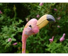 Grande scultura di fenicottero in metallo da giardino, decorazione per giardino a forma di uccello