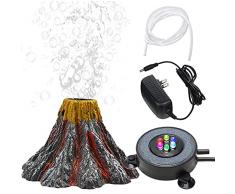 YWNYT Kit di ornamento per vulcano per acquario, pietra ad aria a LED, multicolore per accessori per pompe ad aria per acquari, gorgogliatore per acquario decorazione acquario