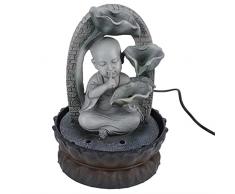 KLHHG Figurine in Miniatura LED Resina Buddha Tabletop Cascata Fontana Rilassante Decorazione Interna per LUfficio Ufficio Feng Shui Ornamenti