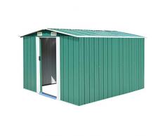 Festnight Capanno da Giardino Casetta da Giardino Capanno Attrezzi da Giardino Casette da Giardino 257x298x178 cm in Metallo Verde