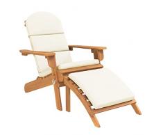 Tidyard Sedia Adirondack da Giardino con Poggiapiedi e Cuscini, Sedia da Esterni Pieghevole, Sedia Sdraio Relax, Poltrona da Giardino, Sedie a Sdraio in Legno Massello Acacia