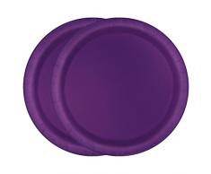 WedDecor Confezione da 20 piatti di carta, 18 cm, rotondi, resistenti e usa e getta, perfetti per picnic, barbecue, compleanni, baby shower, matrimoni e eventi di Natale, viola intenso