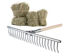 Kadax Rechen, Heurechen con un lungo gambo fatto di legno, ampio rastrello per giardino, letto, prato, comodo giardino Harke, lawnring, Leaen, Garden Tool, Garden Tool (alluminio)