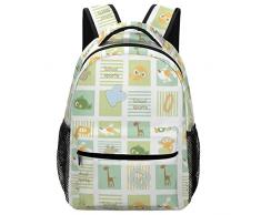 Zaino Casual Moda per Adolescenti Borsa Scuola Bambina Carina Zaino da Città Stampa per Donna Uomo Graticcio animale carino