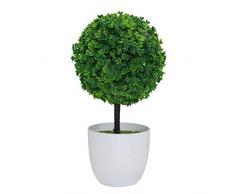 GREENLANS Piante Artificiali, Bonsai A Forma di Palla con Topiaria A Forma di Ornamento Artificiale, Pianta Finta per Ufficio, Piccola Pianta Sintetica Artificiale per Decorazioni per La Casa Verde