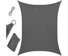 Tenda a Vela Rettangolare, Tende da Sole 2m x 4m per UV Block e Sand Esterna, Vela Ombreggiante in Tessuto 100% HDPE per Piscina / Giardino / Spiaggia / Prato