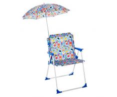 Outsunny Sedia Pieghevole per Bambini con Ombrello Parasole per Giardino Spiaggia Campeggio, 44.5x43x64.5cm Multicolore