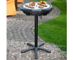 Hoberg, BBQ Plus V2, Barbecue elettrico con supporto o da tavolo, con rivestimento antiaderente in ceramica Bio-Lon, colore: Nero