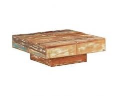 Homgoday Tavolino da Caffè 80x80x28 cm in Legno Massello di Recupero, Tavolino da Salotto, Tavolinetto da Soggiorno, Tavolo per Ufficio Camera da Letto Giardino