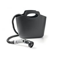 G.F. SRL, Aquapop Grey Limited Edition con 25M di Tubo Auto-Estensibile in Tessuto MADE IN ITALY, Borsa in plastica morbida, Lancia 8 getti e Raccordi, per l’Irrigazione del Giardino, Grigio scuro