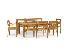 vidaXL Set da Pranzo per Giardino 9 pz in Legno Massello di Teak