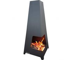 acerto 20095 FEWUR stufa da giardino stufa da terrazza per il giardino 50x50x115 cm * legna e carbone * metallo * uscita fumi * * camino per lesterno | piramide stufa a legna alta | premium