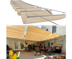 LJIANW Vela Ombreggiante Tenda da Sole, Retrattile Vele Ombra Wave, Mazzo Rete Ombreggiante Permeabile 180 gsm HDPE, Anti-UV Copertura per Pergola, con Binario di Scorrimento, Personalizzabile